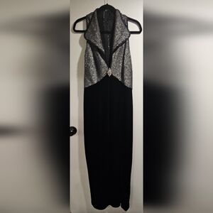 Vintage Velvet Gown With Silver Strip Halter Top - XL
